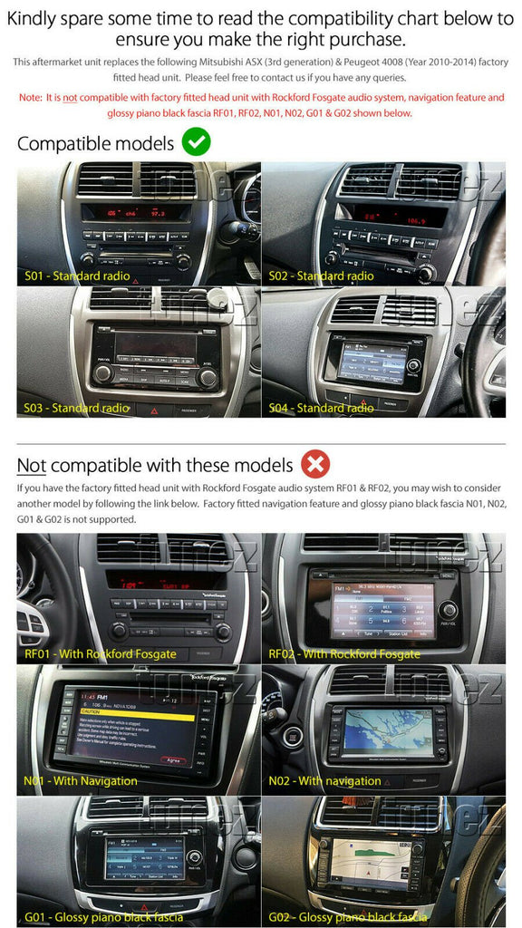 Android MP3 Player Car Mitsubishi ASX XA XB Peugeot 4008 Stereo Radio GPS Fascia