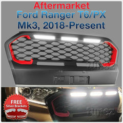 LED Matt Black Grille For Ford Ranger Wildtrak MK3 T6 PX Matte Grill Front Mesh