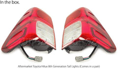 Tail Rear Lamp Light Replacement For Toyota Hilux 8th Generation (AN120, AN130, GUN1, Year 2015-2021), Workmate SR SR5 Rouge Rugged X (Pair)