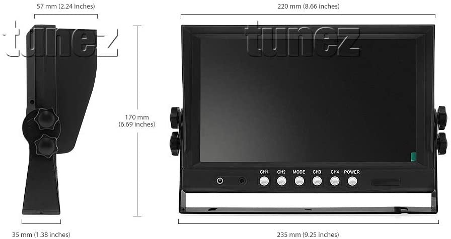 9" Quad Monitor Split Screen Reversing 2 Cameras IR CCD 4PIN Kit Truck 24V/12V