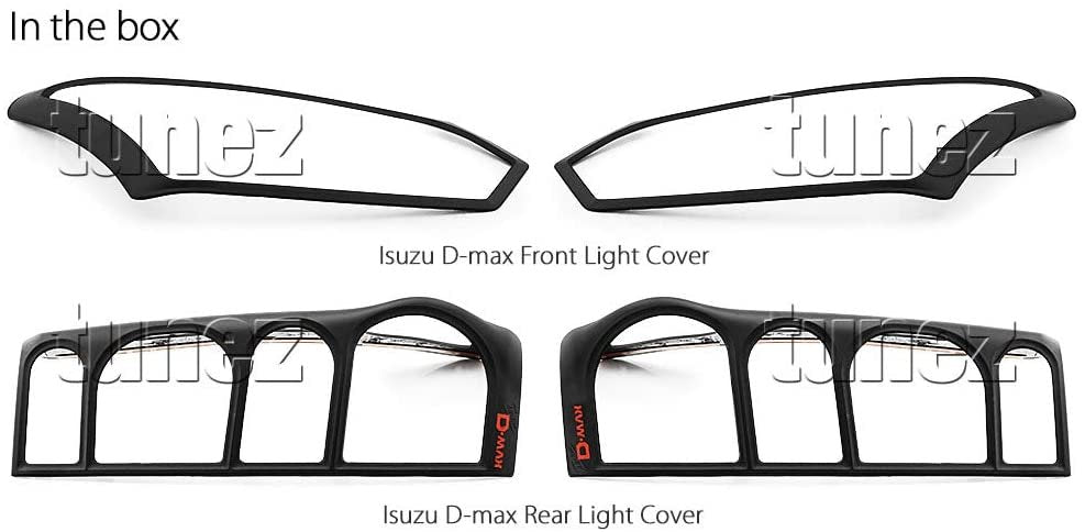 Front Tail Rear Light Lamp Cover Headlamp Compatible With Isuzu D-Max DMax 2017 2018 2019 Matte Black