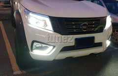 LED Daytime Running Light DRL For Nissan Navara NP300 D23 Fog Lamp Glossy Black