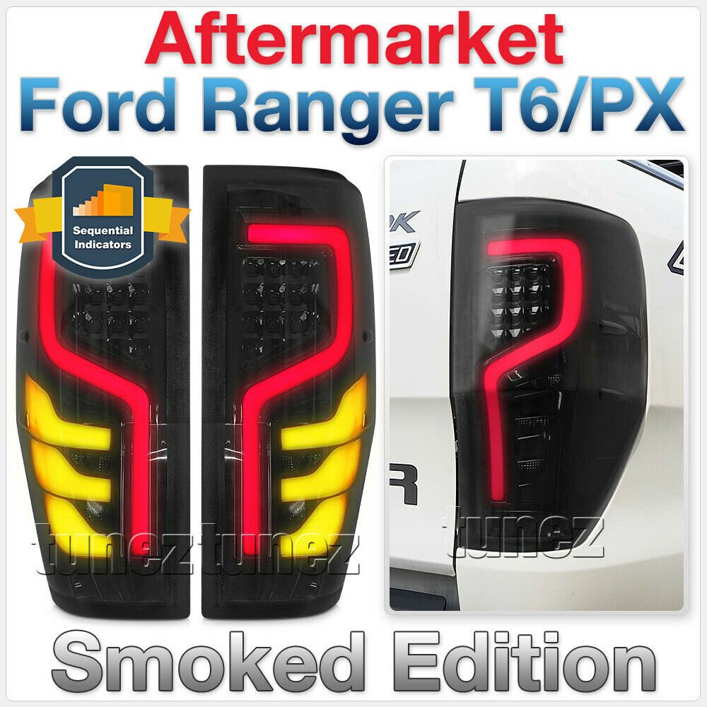 LED Smoked Sequential Rear Tail Lights Lamp For Ford Ranger PX T6 Wildtrak