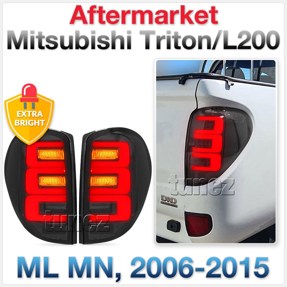 LED Smoked Rear Tail Lights Lamp For Mitsubishi Triton 2006-2015 Ute