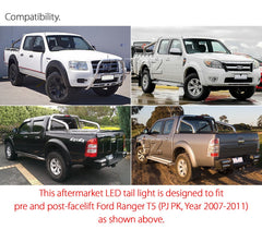 Smoke LED Tail Lights Lamp Rear For Ford Ranger T5 PJ PK 2007-2011 XL XLT