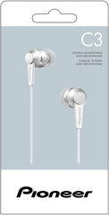 Pioneer C3 Lightweight in-Ear Headphone with Powerful 10 mm Driver and Aluminium Design - White