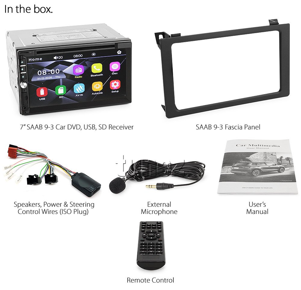 Saab 9-3 93 Car DVD Player Stereo Radio MP3 Head Unit USB Fascia Facia ISO Kit