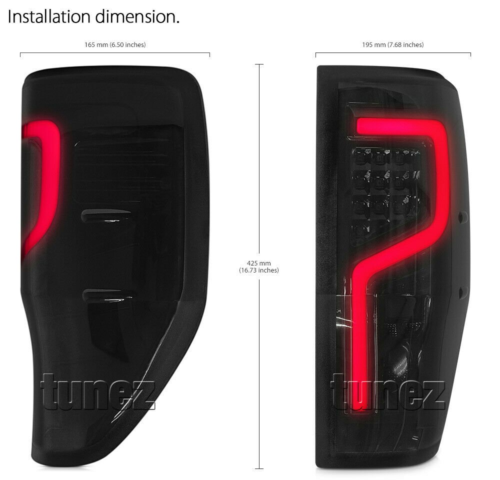 LED Smoked Sequential Rear Tail Lights Lamp For Ford Ranger PX T6 Wildtrak