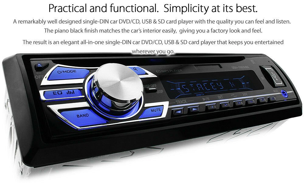 Audio Single 1 DIN Head Unit CD USB SD Player 52Wx4 Car MP3 Radio ID3 Tag