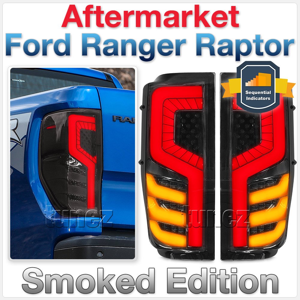 NEW Smoke LED Tail Rear Lamp Lights For Ford Ranger Raptor 2020 2021 Wings