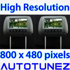 2 x 7" HD Pair Of Car Headrest Pillow Rear Monitor Display Screen For DVD Player