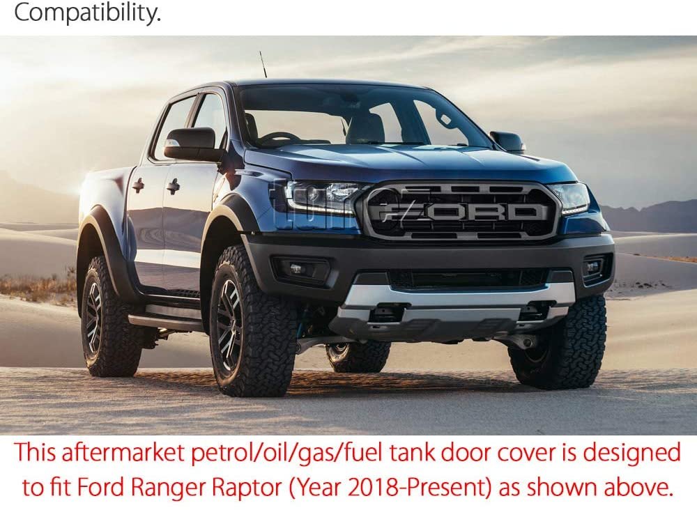 Fuel Gas Petrol Tank Door Matte Black Cover Car Compatible with Ford Ranger Raptor 2018 2019