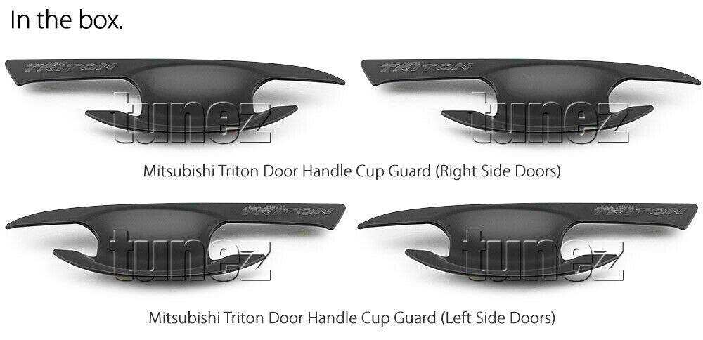 4x Door Handle Cup Guard Cover Matt Black For Mitsubishi Triton MQ MR