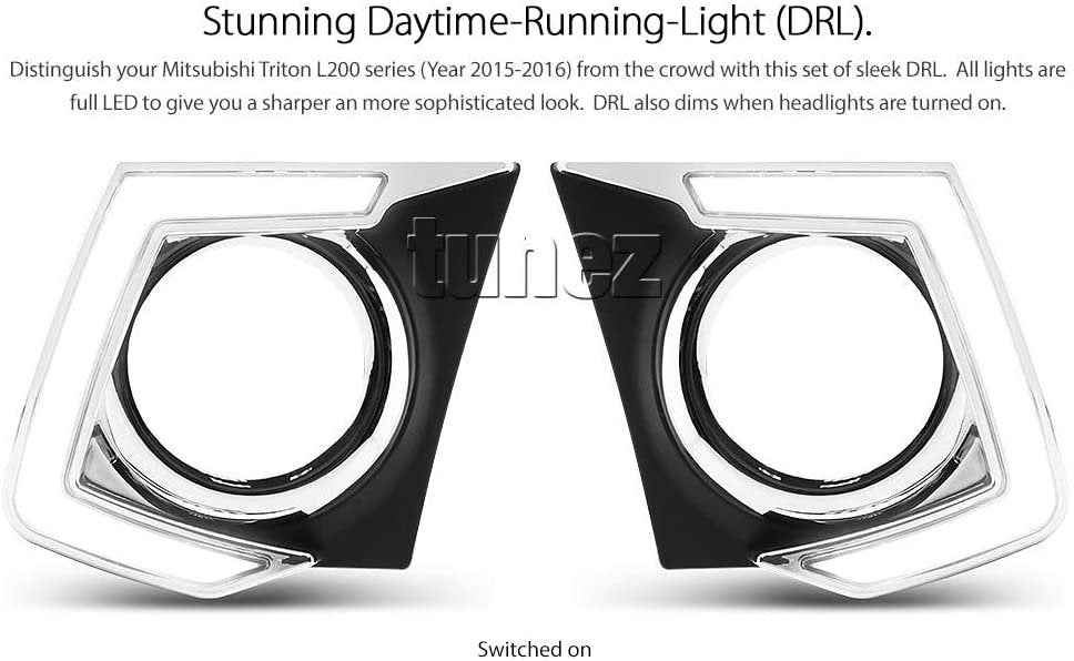 Daytime Running Light DRL Pair Set for Mitsubishi Triton MQ L200 2015-2017 GLX GLS Exceed LED Fog Lamp Car Front Light