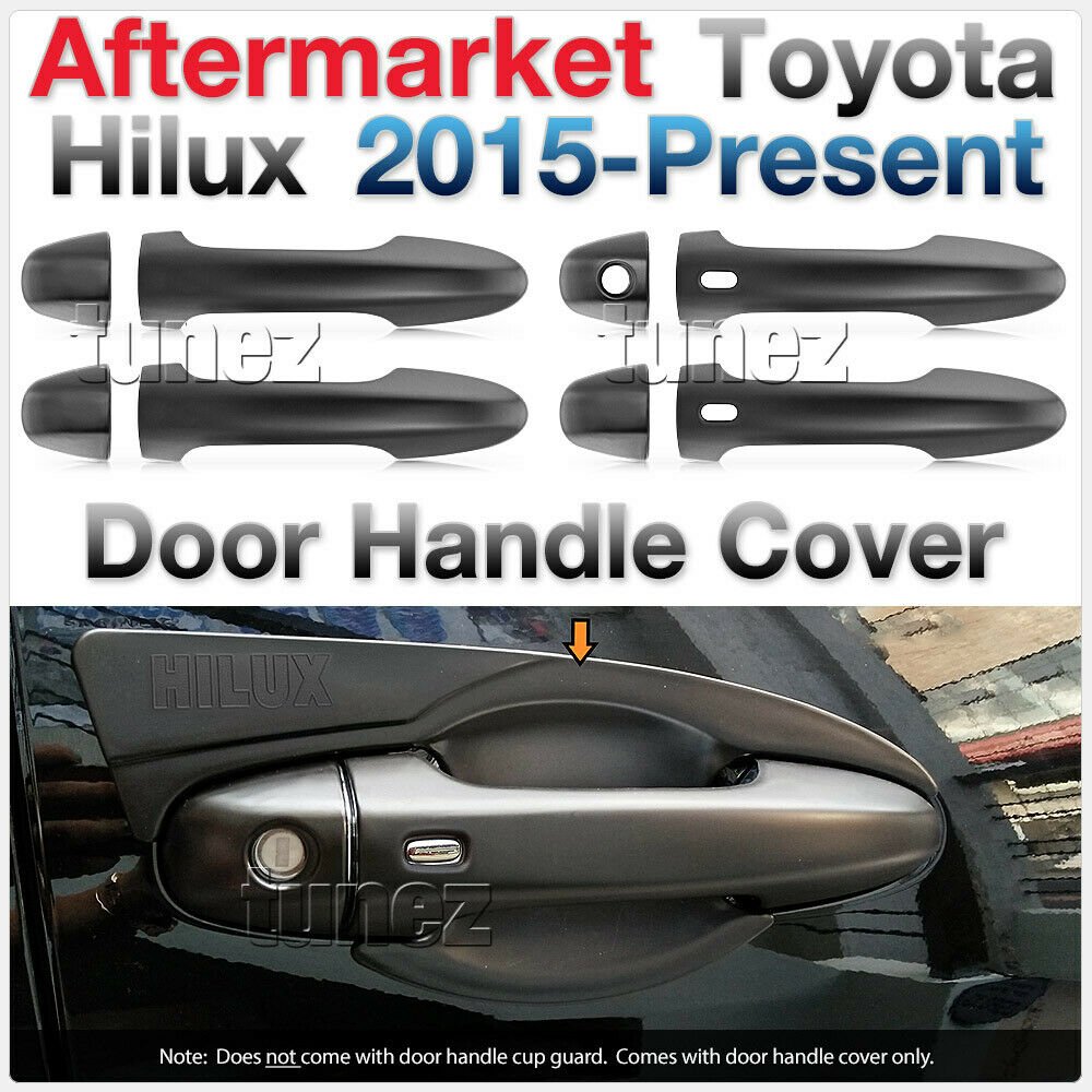 Matt Black Keyless Smart Key Door Handle Cover For Toyota Hilux 2018 2019 2020