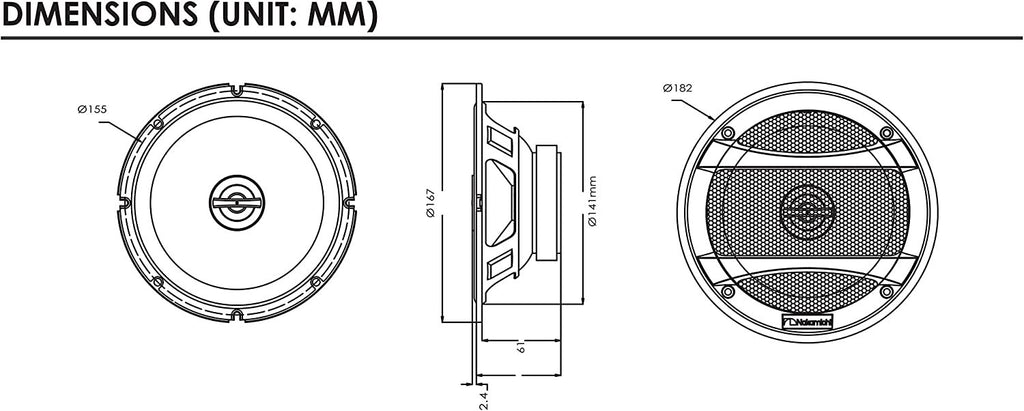 Nakamichi NSE1628 6.5-inches Car Stereo 2 Way Coaxial Speaker 250 Watts Peak Power 60-20kHz Frequency Response