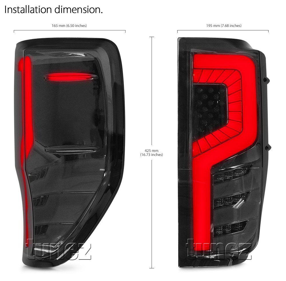 NEW Smoke LED Tail Rear Lamp Lights For Ford Ranger Raptor 2020 2021 Wings