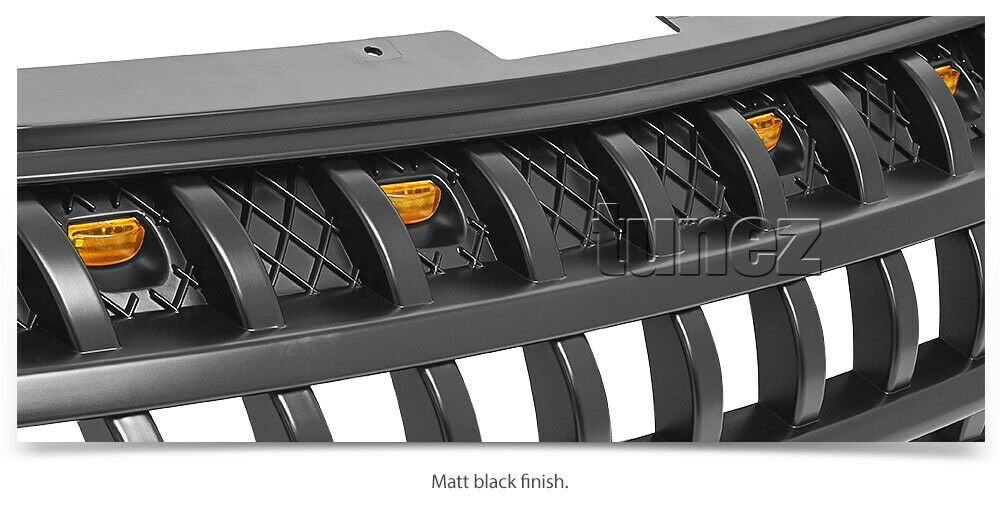 Grille Grill Amber LED Matte Black For Mitsubishi Triton MR 2018 2019 2020 2021