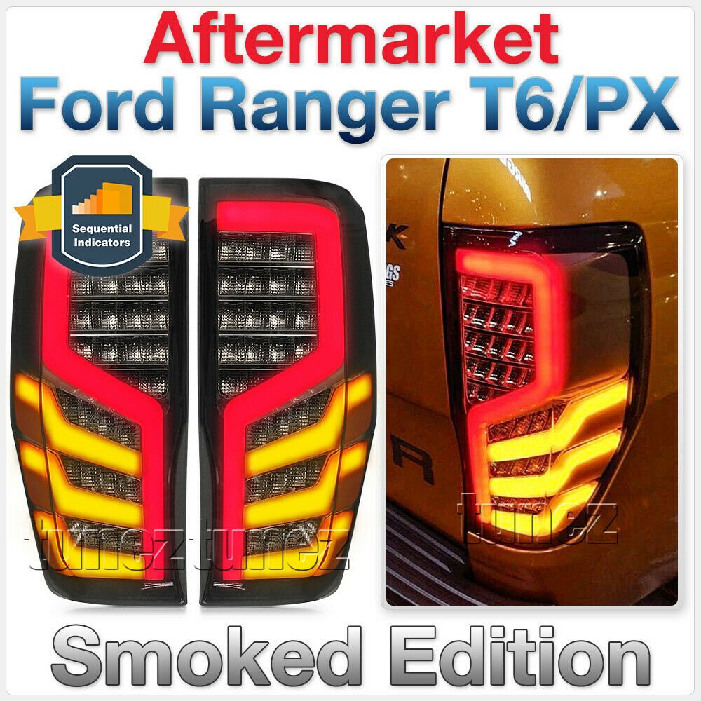 Sequential LED Smoked Tail Rear Lights Lamp For Ford Ranger T6 PX Wildtrak XLT