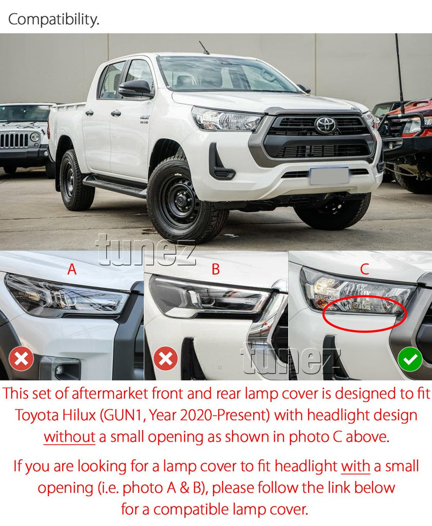 Black Headlight Head Light Lamp Cover Front For Toyota Hilux Mk3 2021 2022 SR