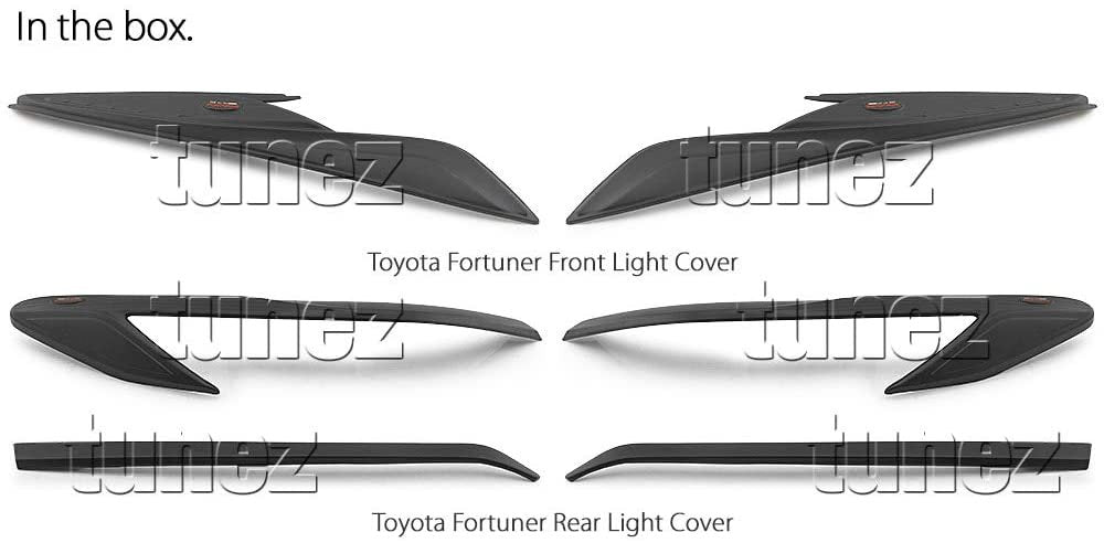 Front Tail Rear Light Lamp Covers For Toyota Fortuner Black 2015 2016 2017 2018