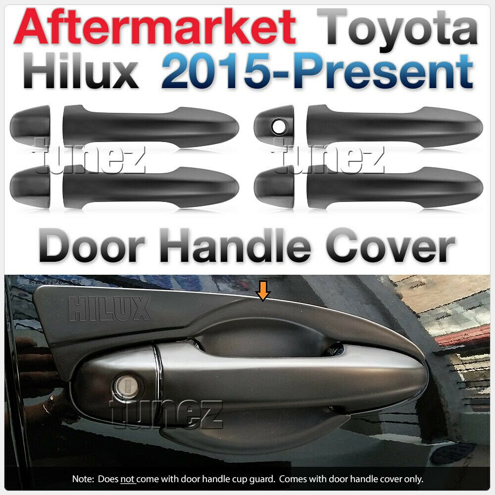 Matt Black Manual Remote Key Door Handle Cover For Toyota Hilux 2016 2017