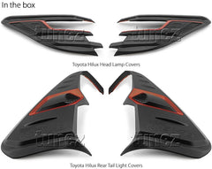 Front Tail Rear Light Lamp Cover Compatible With Toyota Hilux GUN1 2016-2020 TRD Black & Red