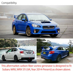 Carbon Fiber Vortex Generator Car Roof Fin For Subaru WRX STI VA 2014-2019