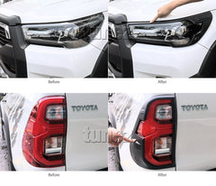 Black Front Rear Tail Light Lamp Cover For Toyota Hilux Mk3 2020 2021 2022 SR5