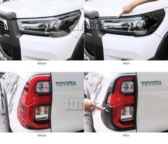 Black Front Rear Tail Light Lamp Cover For Toyota Hilux Mk3 2020 2021 2022 SR5