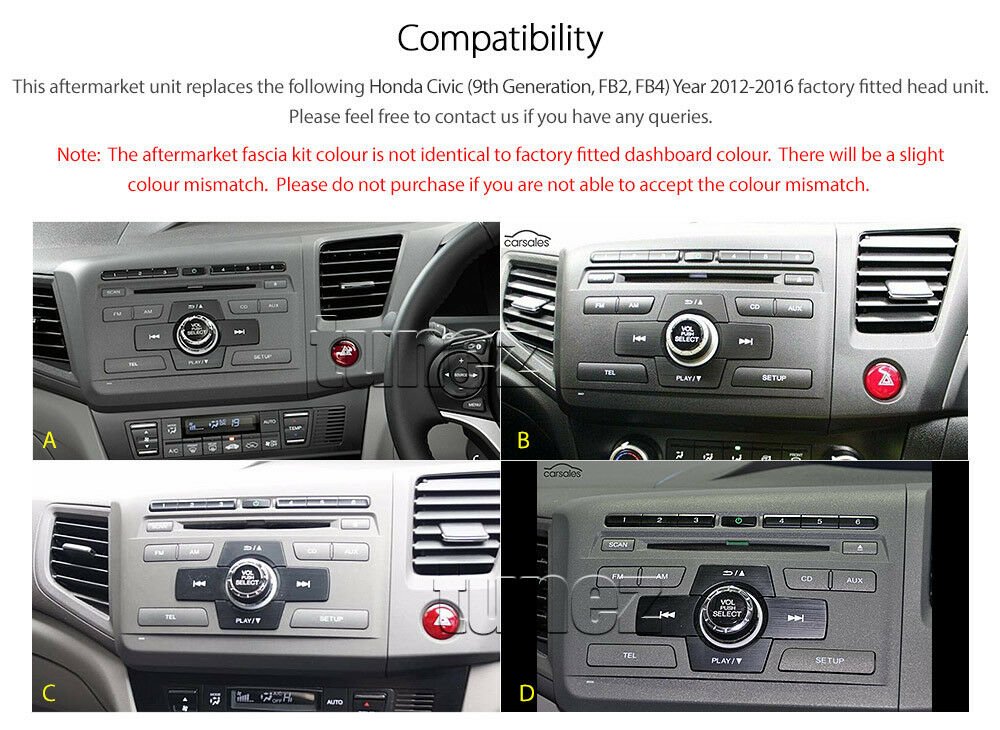 Android Car MP3 Player Honda Civic FB FB2 2012-2016 Radio Stereo Head Unit MP4