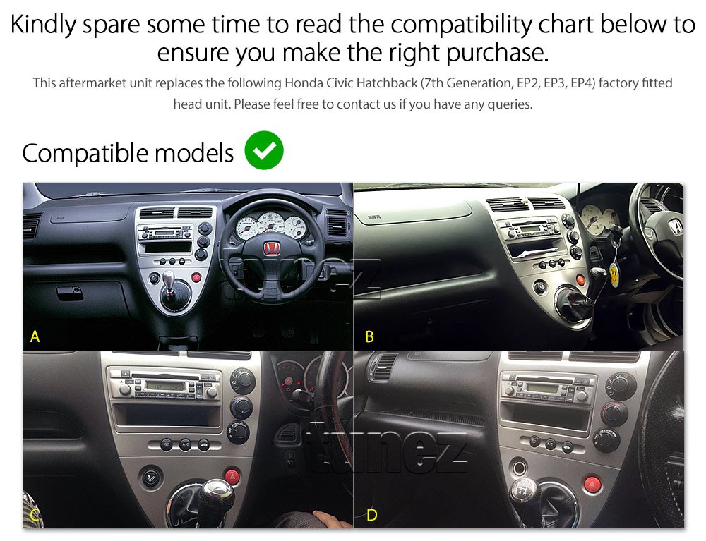 Car DVD MP3 Player Honda Civic EP2 EP3 EP4 Fascia Kit USB CD Radio Stereo ISO