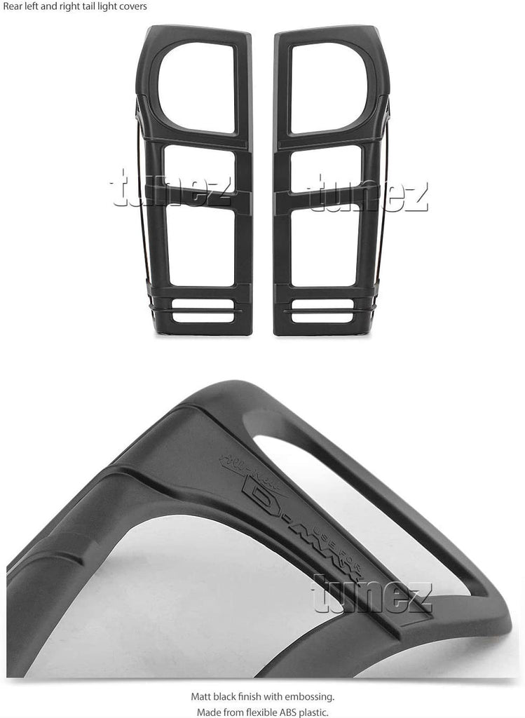 Front Tail Rear Light Headlight Black Cover Compatible with Isuzu D-Max 2nd generation (pre-facelight, RT50), Year 2012-2016