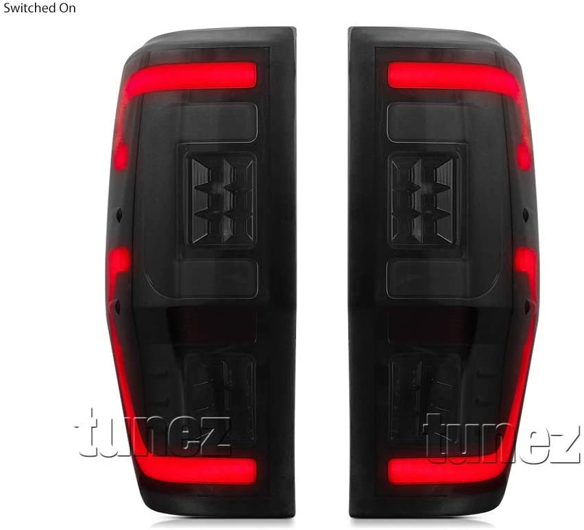 Smoked LED Tail Lights Rear Lights Compatible With Ranger PX T6 F150 MK1 MK2 Wildtrak XL XLS XLT Limited 2 F-150 F150 Styled Three LED Tail Rear Lamp for Aftermarket Pair Set Year 2011-2020