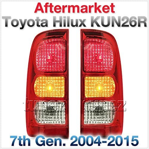 NEW Pair Set Tail Lights Rear Lamp For Toyota Hilux 7th Generation AN10 AN20 AN30 KUN26R SR SR5 Workmate 2004-2015 Replacement Left-Hand-Side & Right-Hand-Side Tail Lamps With Bulbs & Globe Facelift Edition