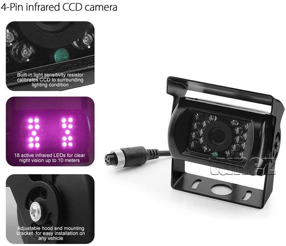 7" Quad Monitor Splitscreen CCD Reversing 4 Cameras Package 4PIN Kit Truck Car