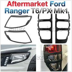 Matte Black Front Tail Rear Light Lamp Cover Ford Ranger T6 Wildtrak 2011-2014