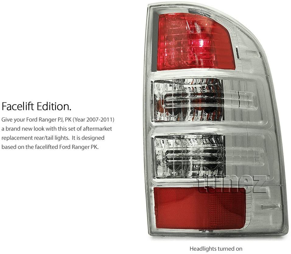 Right Side Replacement Rear Tail Light Lamp for Ford Ranger PJ PK 2007-2011 Ute Right Hand Side XL XL Hi-Rider XLT XLT Hi-Rider Wildtrak New Facelift Edition With Bulbs & Globe