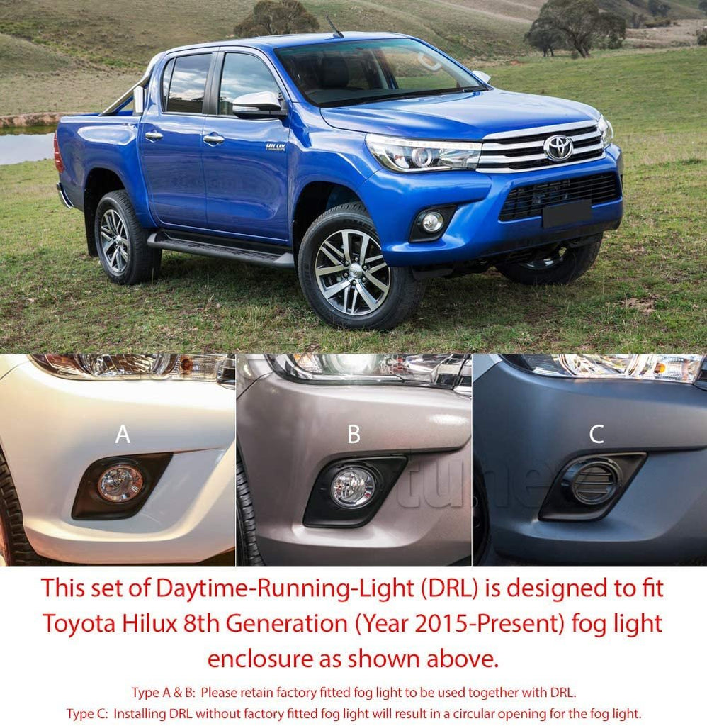 New DRL Daytime Running Light for Toyota Hilux 2015-2018 8th Generation AN120 AN130 LED Fog Lamp Turn Signal LED 2-In-1 SR SR5 Workmate