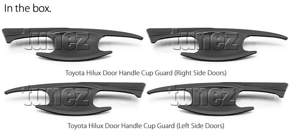4x Door Handle Cup Guard Cover Matt Black For Toyota Hilux 2017 2018 2019 GUN1