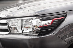 Front Tail Rear Light Lamp Cover Compatible With Toyota Hilux GUN1 2016-2020 TRD Black & Red