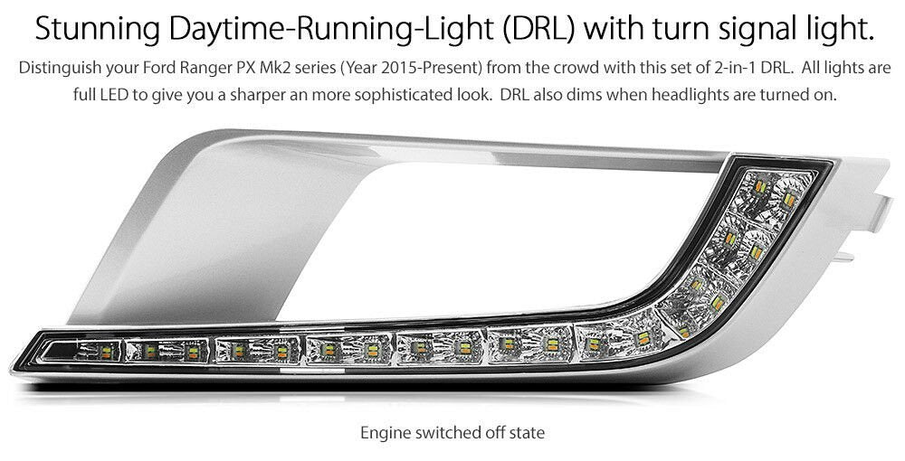 Rectangular Ford Ranger MK2 Wildtrak 2015-17 LED DRL Daylight Fog Lamp Indicator