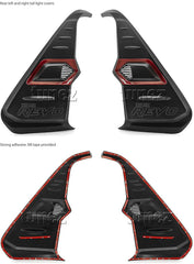 Front Tail Rear Light Lamp Cover Compatible With Toyota Hilux GUN1 2016-2020 TRD Black & Red