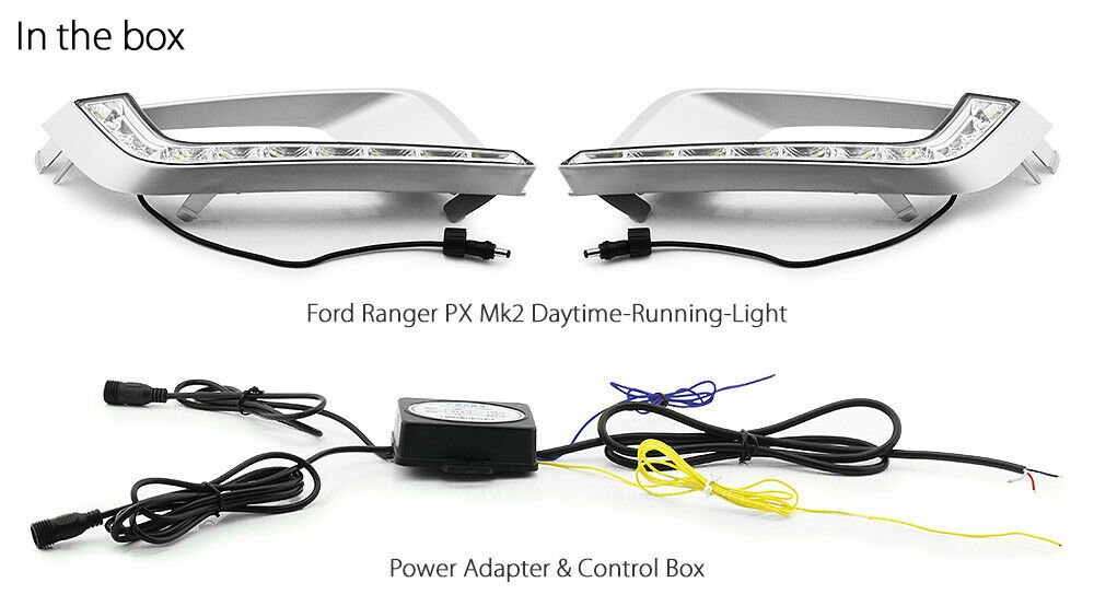 Rectangular Ford Ranger MK2 Wildtrak 2015-17 LED DRL Daylight Fog Lamp Indicator