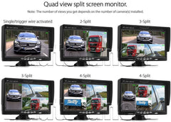 7" Split screen Monitor 24V 12V 2 CCD Reversing Camera 4PIN System Kit Caravan