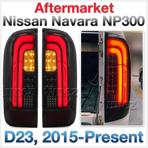 Smoked MBX LED Tail Rear Lamp Lights for Nissan Navara NP300 D23 Series DX RX ST ST-X SL Visia Acenta Acenta+ N-Connecta Tekna Truck Pickup Full COB LED Replacement 2015 2016 2017 2018 2019 2020