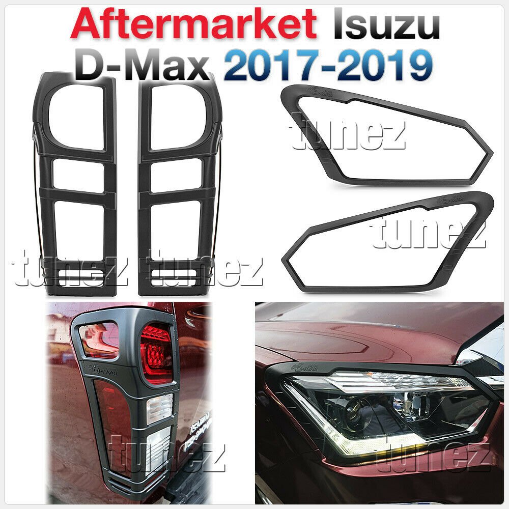 Matt Black Front Tail Rear Light Head Lamp Cover Isuzu D-Max DMax RT85 2017 2018