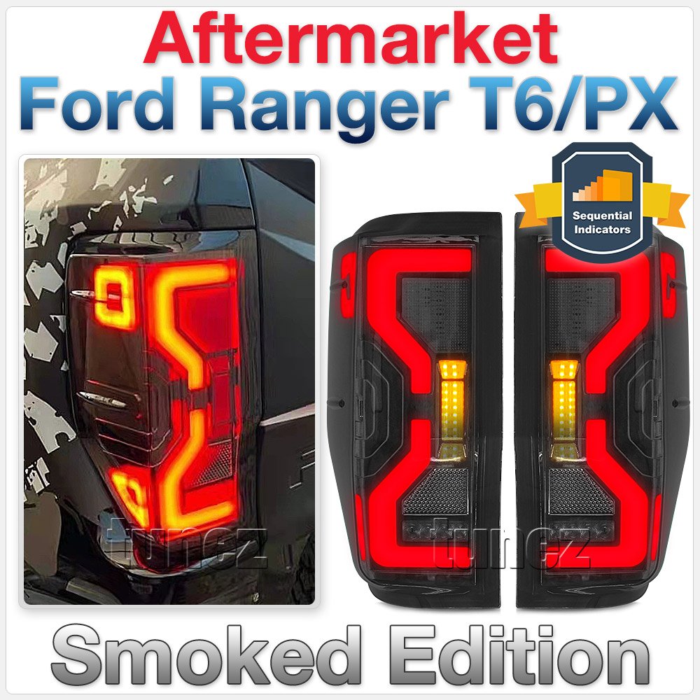 Sequential LED Smoke Tail Rear Lights Lamp For Ford Ranger T6 PX Wildtrak XLT XL