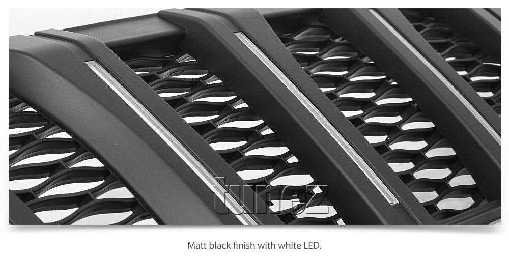 NEW Matt Black Grille Mesh For Nissan Navara NP300 D23 White LED Light 2015-2019