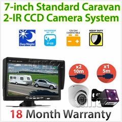 Caravan Two Infrared IR Camera 4PIN System 7" Monitor 12V/24V Reversing CCD
